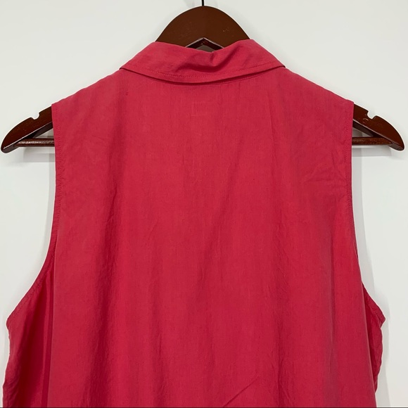 J. Jill 100% Silk Sleeveless Button Up Watermelon Pink Blouse Size Medium - Picture 7 of 13